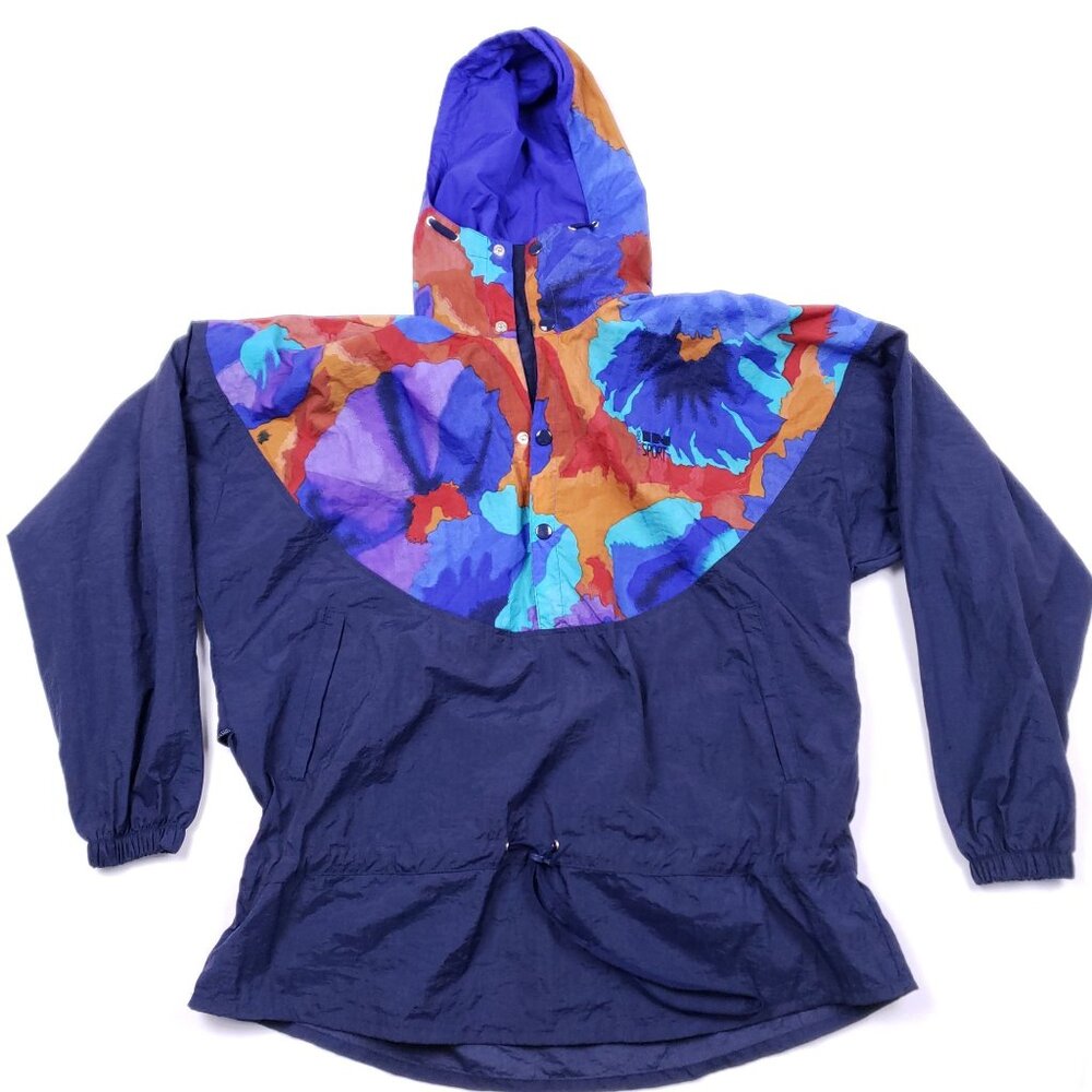 Vintage IN Sport Womens Colorful Windbreaker Jacket Size S 100% Nylon Made In Ho
